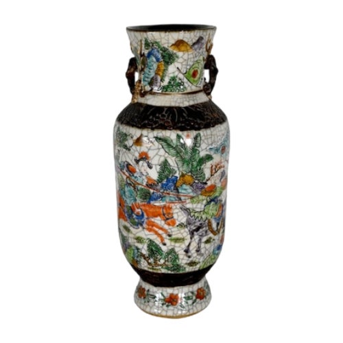 19th Century Crackled Earthenware Vase, Nanjing, China For Sale