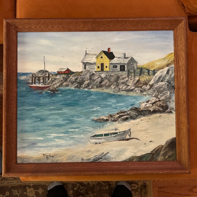 1960s Modern American Seascape Oil Painting, Framed For Sale - Image 11 of 11