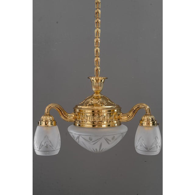 Chandelier with Cut Glass Shades, Vienna, Austria, 1890s For Sale - Image 10 of 18