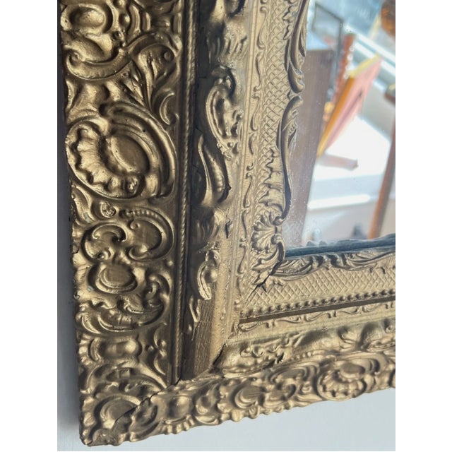 Victorian Antique Gold Gilt Gesso Wood Framed Mirror For Sale - Image 3 of 7