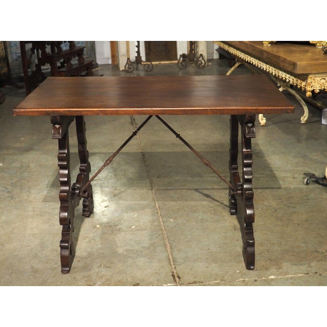 18th Century Spanish Baroque Single Plank Table With Wrought Iron Stretchers For Sale - Image 10 of 18