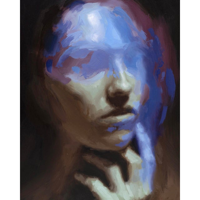 Vaporize by Josh Sorrell | Oil on Panel Portrait of a Person with Abstract Features For Sale