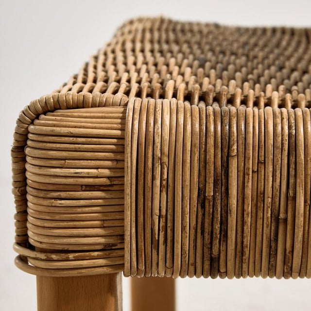 Oak and Rattan Chairs, 1970s, Set of 4 For Sale - Image 14 of 17