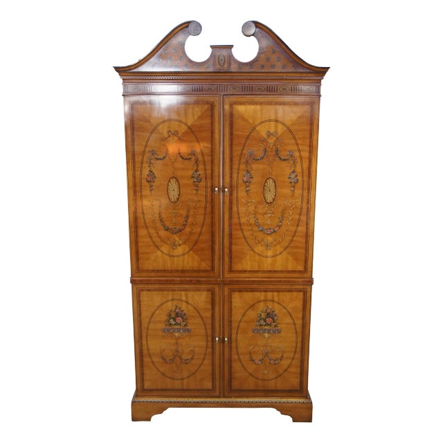 1980s Drexel Heritage 'Devoncourt' Adams Style Mahogany Armoire Tv Media Cabinet For Sale