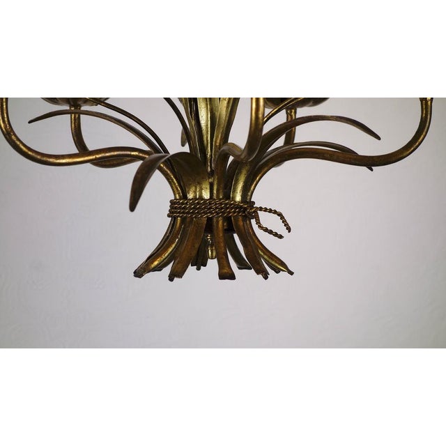 1960s Hollywood Regency Gold Plated Metal Chandelier, 1960s For Sale - Image 5 of 13
