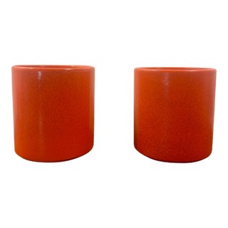 1960s Gainey Ceramics Ac-8 Orange Architectural Planters - Pair For Sale
