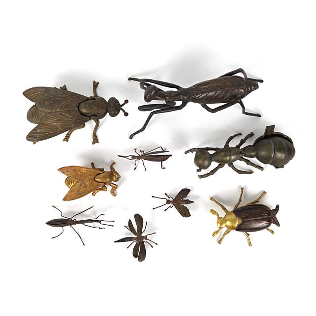 Japanese Insects in Copper, Brass and Wood, Set of 9 For Sale - Image 3 of 18
