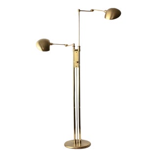 Holtkoetter Brass German Postmodern Adjustable Two Light Floor Lamp For Sale