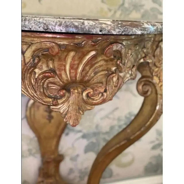 18th Century Antique Marble & Wood Demi Lune Tables- A Pair For Sale - Image 4 of 11