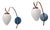 Italian Brass, Blue and Red Metal and Opaline Glass Sconces, 1950s, Set of 2 For Sale