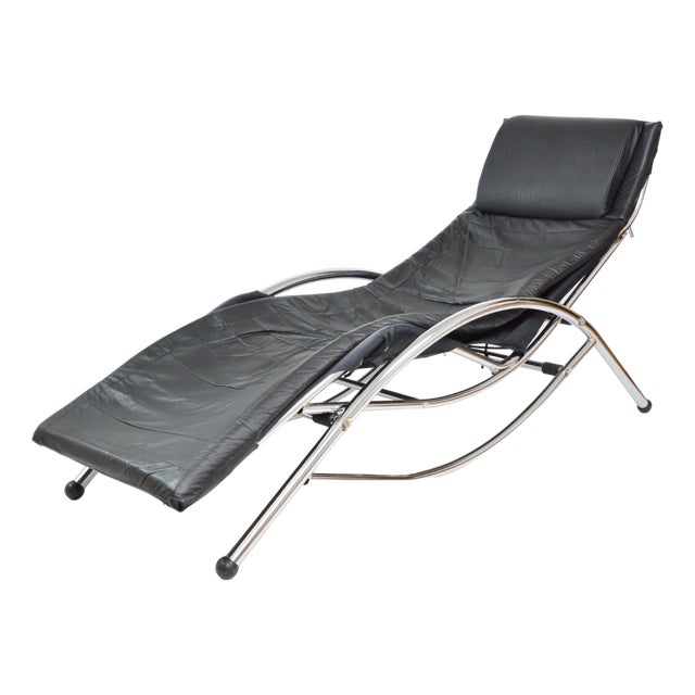 Leather Chaise Lounge, 1980s For Sale