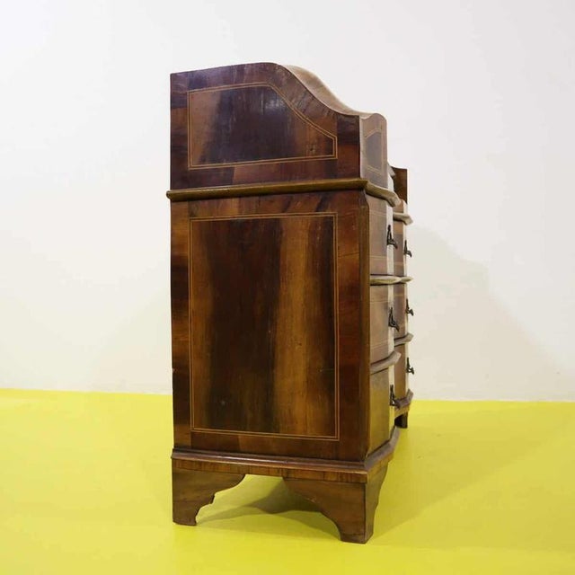 Wooden Writing Desk with Inlays and Three Curved Drawers For Sale - Image 16 of 18