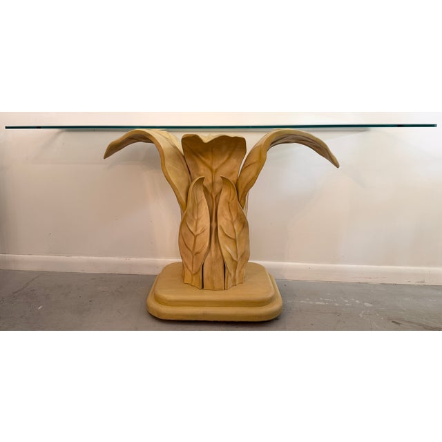 This vintage 1970s organic modern console table and matching wall mirror set is a highly sought-after design attributed to...