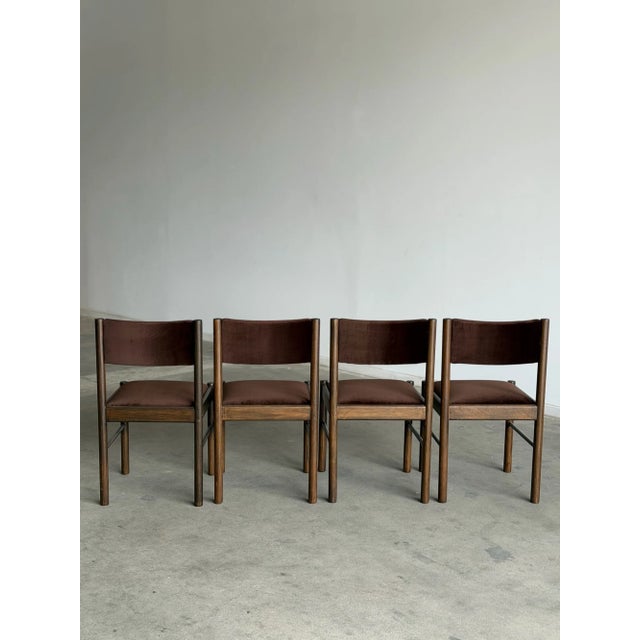Mid-Century Modern 1970s Minimal Dark Brown Mid Century Chairs For Sale - Image 3 of 15