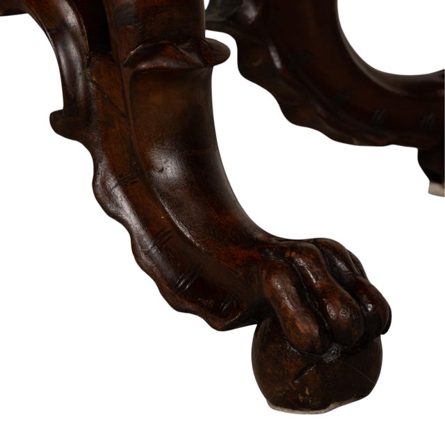 Brown 19th Century Renaissance Revival Carved Lion Oval Center Table For Sale - Image 8 of 17