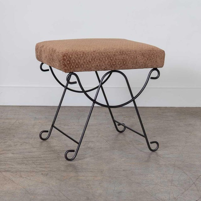 Not Yet Made - Made To Order Panoplie Iron Loop Stool, Brown Chenille For Sale - Image 5 of 12
