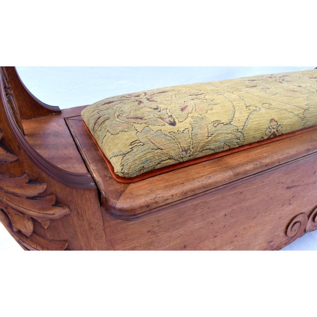 Late 19th C. High Victorian White Oak Storage Bench, Hand-Carved, Usa For Sale - Image 9 of 13