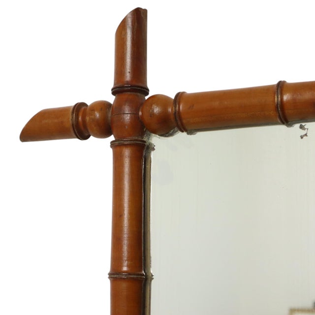 Chinoiserie Faux Bamboo Mirror in Wood For Sale - Image 6 of 17