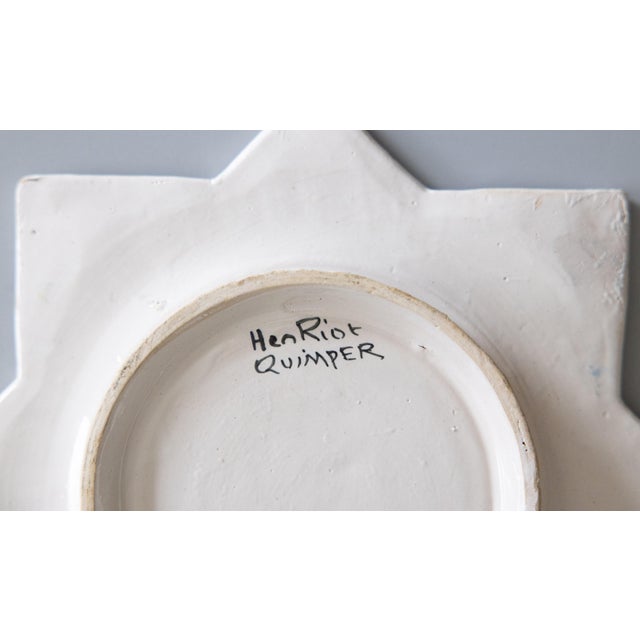 Antique French Faience Quimper Star Shaped Plate For Sale In Houston - Image 6 of 7