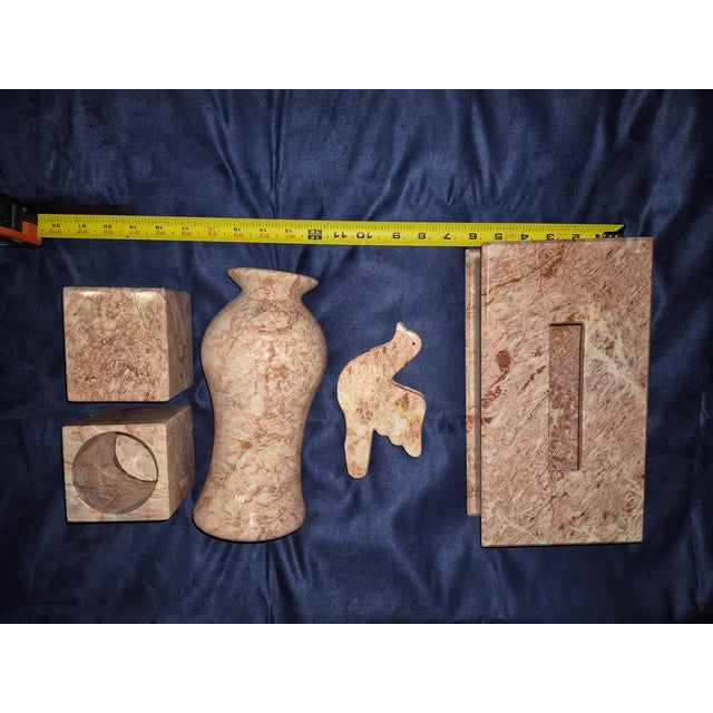 Mid 20th Century Mid 20th Century 5-Piece Postmodern Pink & Cream Marble Bathroom Vanity Set Fd For Sale - Image 5 of 10
