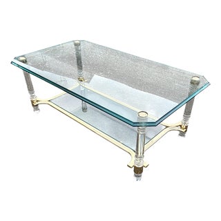 Italian Two-Tier Coffee Table in Glass, 1980s For Sale
