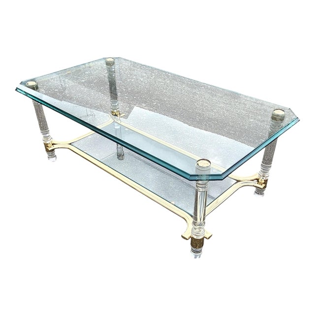 Italian Two-Tier Coffee Table in Glass, 1980s For Sale