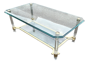 Italian Two-Tier Coffee Table in Glass, 1980s