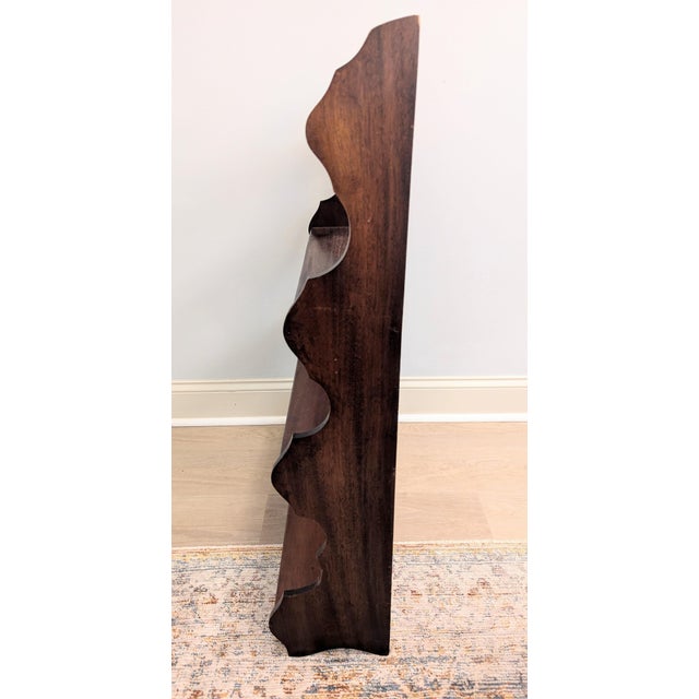 American Late 19th Century Mahogany Hanging Wall Shelf Whale End Scrolled 4-Tier For Sale - Image 3 of 14