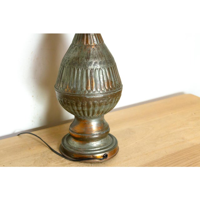 Timeworn Antique Copper Lamp W/Silvered Patina For Sale In Los Angeles - Image 6 of 7