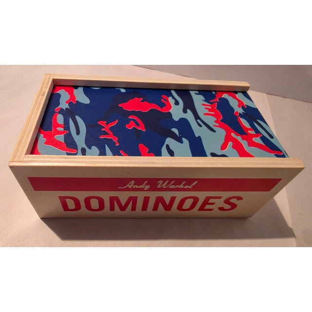 Abstract Vintage Andy Warhol Pop Art Large Wood Camouflage Domino Set For Sale - Image 3 of 3