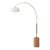 1980s Mid-Century Modern 92" Nova of California Morelli Adjustable Brass Floor Lamps - Arc Lamp Natural Ash Base Lucite Shade Dimmable Led Bulb For Sale