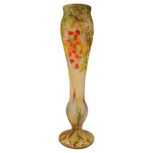Large Art Nouveau Cameo Vase with Rosehip Decor from Daum Nancy, France, 1910s
