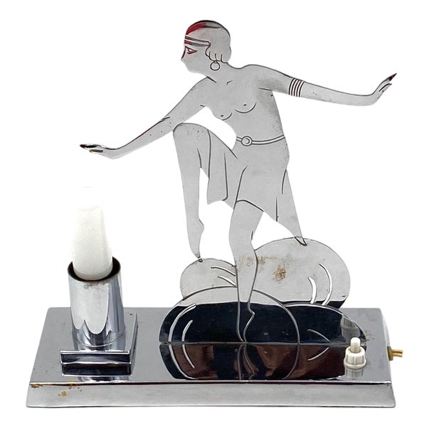 Art Deco Charleston Dancer Cubist Table Lamp from LW Paris, France, 1930s For Sale
