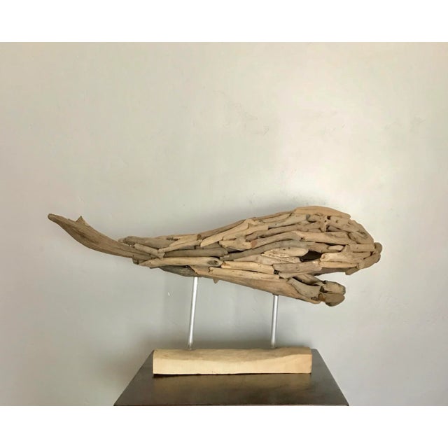 Large Driftwood Whael Sculpture Unpainted natural Perfect for an organic look on a side table 21x11x7" excellent condition...
