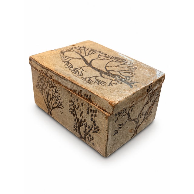 One-of-a-Kind Studio Pottery Lidded Box With Tree Motifs, Possibly 1970s For Sale - Image 9 of 9