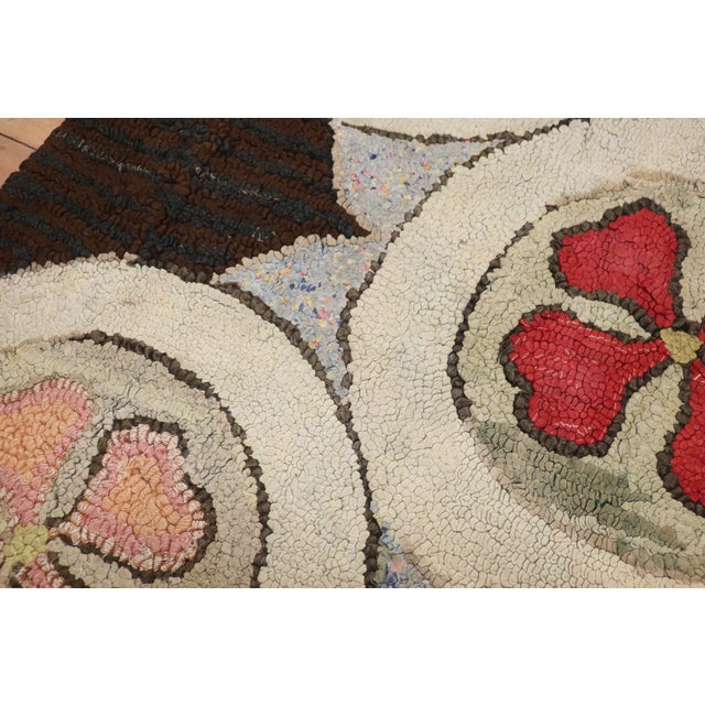Black Early 20th Century Zabihi Collection American Hooked Square Rug - 3' x 3' For Sale - Image 8 of 9