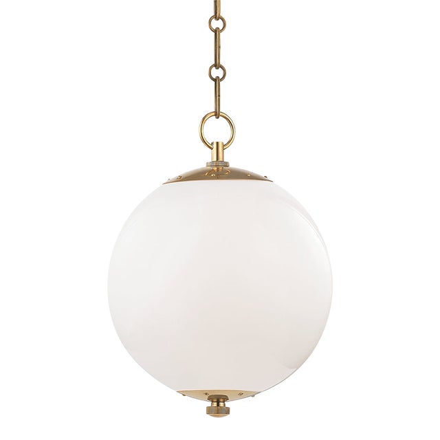 Mark D. Sikes 1 Light Sphere No. 1 Pendant, Small, Aged Brass For Sale