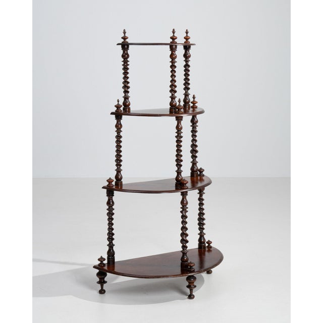 19th Century United Kingdom Rich Walnut Brown Four-Tier Turned Walnut Ã‰tagÃ¨re For Sale - Image 11 of 11