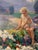 Figurative Mid 20th Century Smiling Girl in a Garden Oil Painting For Sale - Image 3 of 3