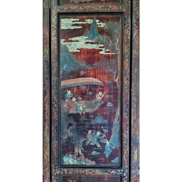 Wood Antique Chinese Coromandel Screen For Sale - Image 7 of 18