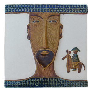 Don Quixote Tile H1184 by Stig Lindberg for Gustavsberg, Sweden, 1950s