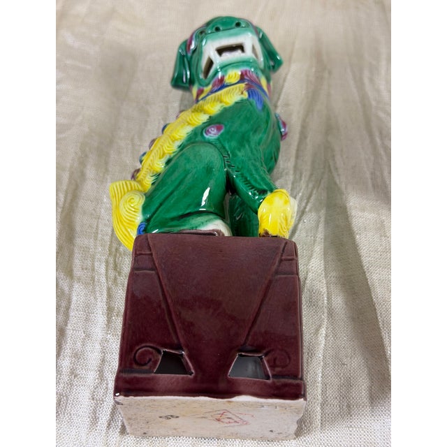 Mid-20th Century Chinese Polychrome Glazed Guardian Lions, Pair For Sale - Image 10 of 10