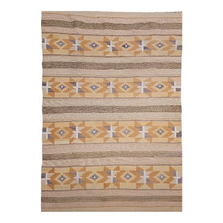 Vintage Native American Navajo Chinle Rug, Handwoven Wool, Banded Stripe Design, 4x6 For Sale