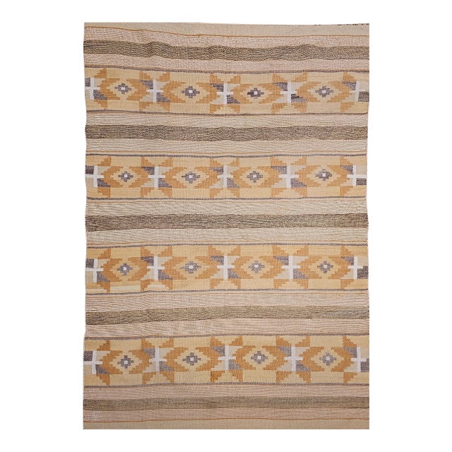 Vintage Native American Navajo Chinle Rug, Handwoven Wool, Banded Stripe Design, 4x6 For Sale