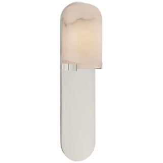 Kelly Wearstler for Visual Comfort Signature Melange Medium Elongated Pill Sconce in Polished Nickel with Alabaster Shade For Sale