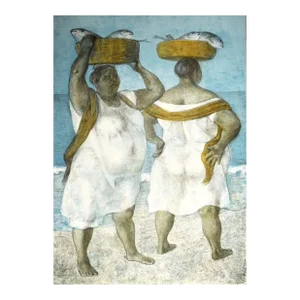 Original Signed "Mujeres Al Mar" (Woman by the Sea) Lithograph by Francisco Zúñiga (1912-1988) Signed 1981