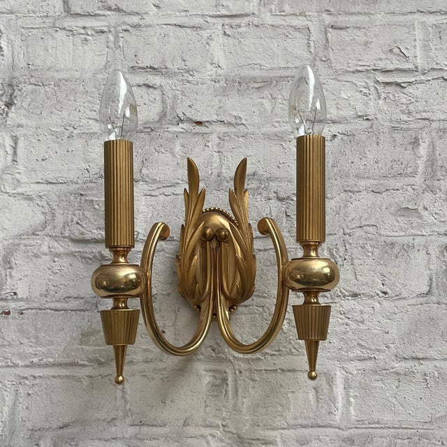 Gaetano Sciolari Sconce in Brass, Roma, Italy, 1950s. Beautiful neoclassical wall sconce in patinated brass by Gaetano...