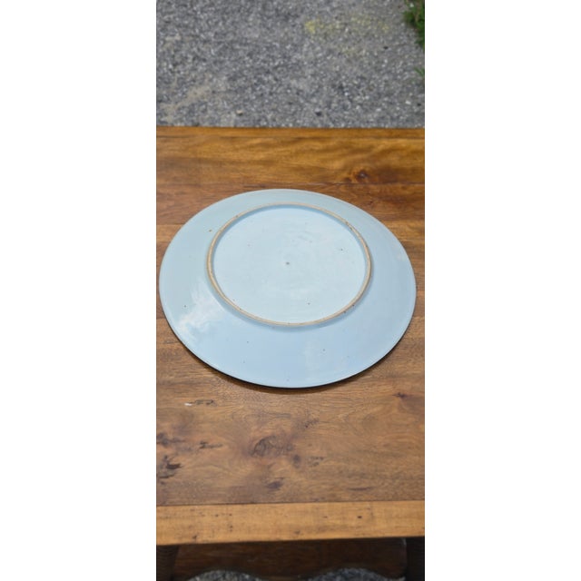 Ceramic Vintage Japanese-Style Porcelain Peacock Charger Plate With Floral Motif For Sale - Image 7 of 12