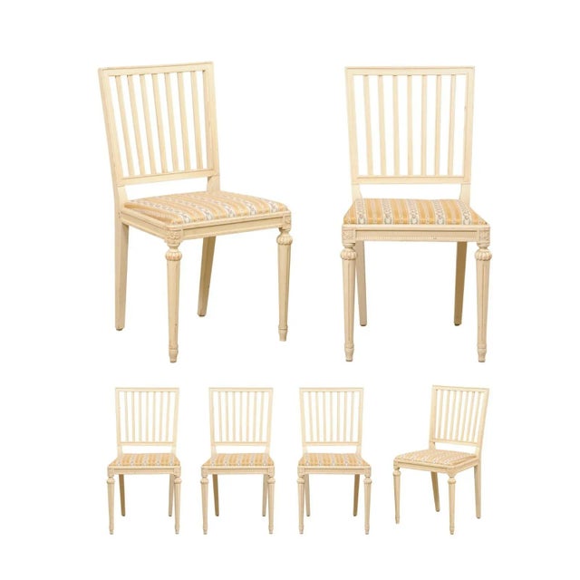 Mid 20th Century Swedish Side Chairs, Cream Finish - Set of 6 For Sale - Image 12 of 12