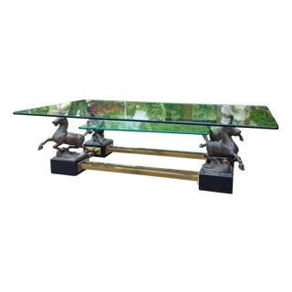 Table with Bronze Horses from Maison Charles, 1970s For Sale